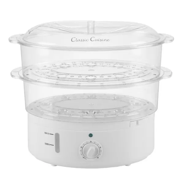 Classic Cuisine 6.3 Qt. White Rice Cooker with Built-In Timer and Locking Lid