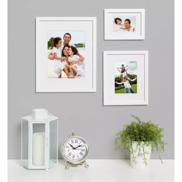 DesignOvation Gallery 11 in. x 14 in. Matted to 8 in. x 10 in. White Picture Frame (Set of 4)