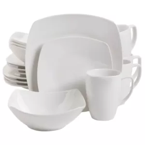 Gibson Zen 16-Piece Contemporary White Ceramic Dinnerware Set (Service for 4)