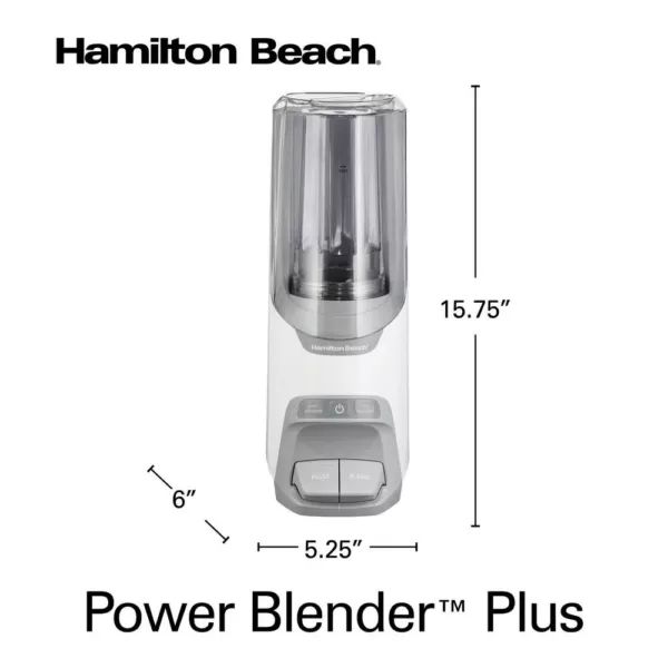 Hamilton Beach Power Blender Plus 20 oz. 2-Speed Gray Blender with Leak Proof Flip-Top Lid