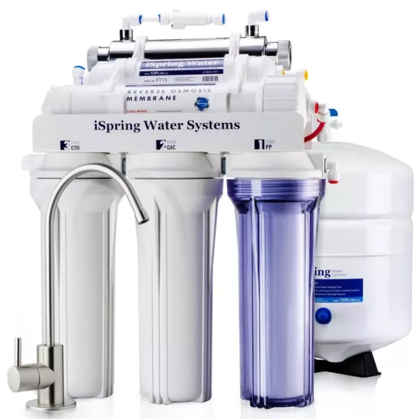 ISPRING RCC7U 6-Stage with UV Water Filter 75GPD Under Sink Reverse Osmosis Drinking Water Filtration System