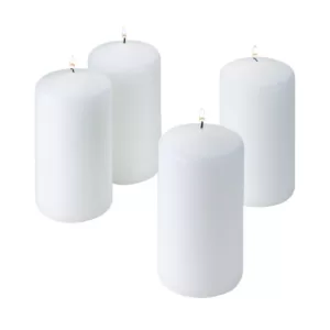 Light In The Dark 6 in. Tall x 3 in. Wide Unscented White Pillar Candle (Set of 4)