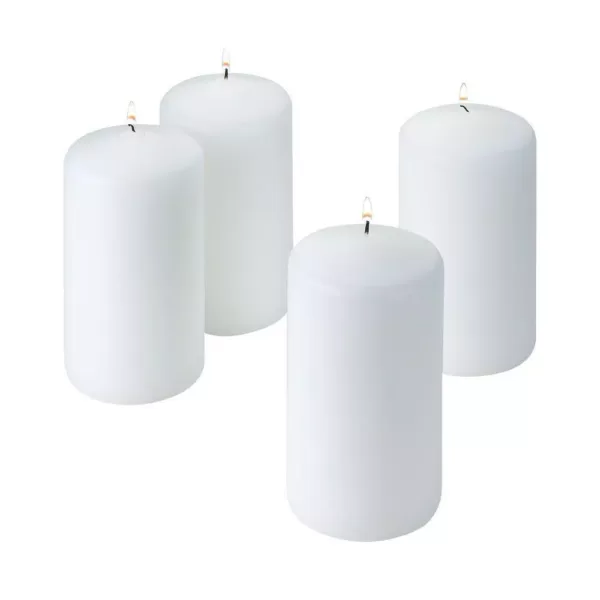 Light In The Dark 6 in. Tall x 3 in. Wide Unscented White Pillar Candle (Set of 4)