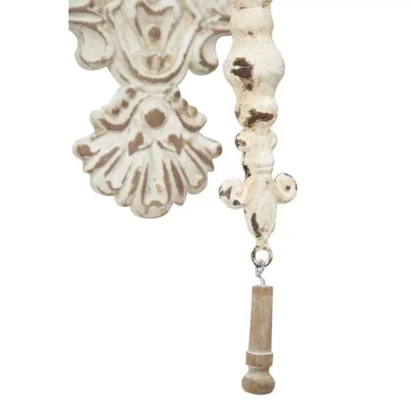 LITTON LANE Distressed White Ornate Candle Sconce