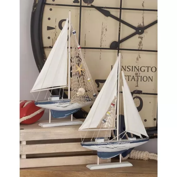 LITTON LANE Sailing Boat Wooden Sculptures (Set of 2)