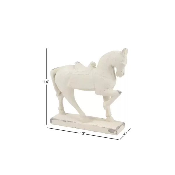 LITTON LANE Large Distressed White Horse Sculpture Shelf Decor