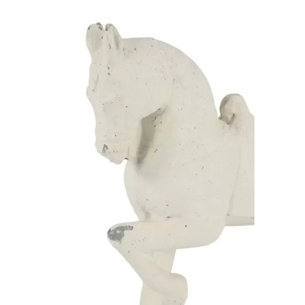 LITTON LANE Large Distressed White Horse Sculpture Shelf Decor
