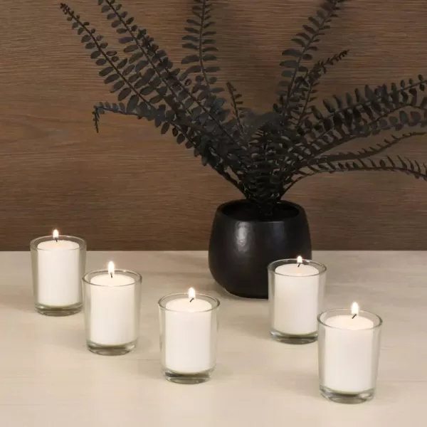 LUMABASE Candles (15 Hours) in Clear Glass Votives 12-Count