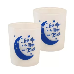 LUMABASE Battery Operated LED Candles - I Love You to the Moon and Back (Set of 2)