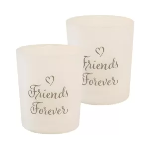 LUMABASE Battery Operated Glass LED Candles - Friends Forever (Set of 2)
