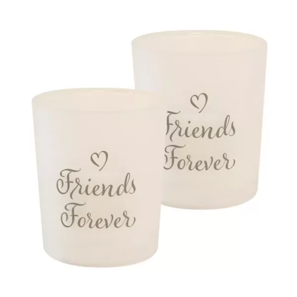 LUMABASE Battery Operated Glass LED Candles - Friends Forever (Set of 2)