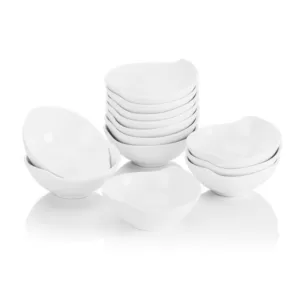 MALACASA 4.3 in. White Ceramic Ramekins Souffle Dishes Serving Bowls Set (Set of 12)