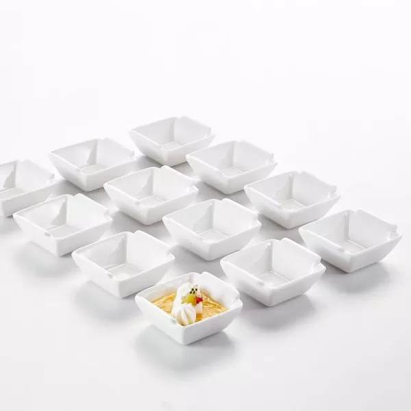 MALACASA 2.5 in. Porcelain White Ramekins Souffle Dishes Serving Bowls(Set of 12)