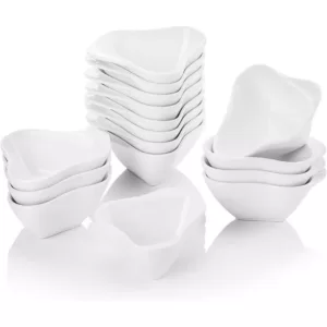 MALACASA 3 in. White Porcelain Ramekins Souffle Dishes Serving Bowls (Set of 16)