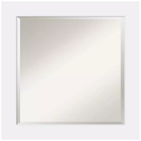 Amanti Art Corvino 25 in. W x 25 in. H Framed Square Beveled Edge Bathroom Vanity Mirror in White Matte