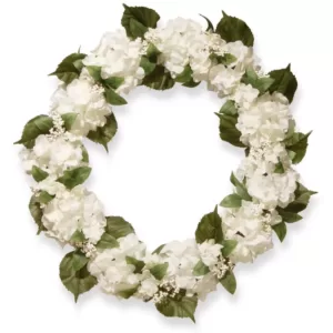 National Tree Company 32 in. Cream Hydrangea Wreath
