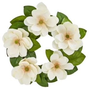 Nearly Natural 23 in. Indoor Magnolia Artificial Wreath