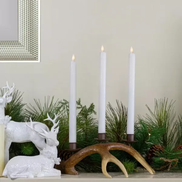 Northlight Set 2-White Wax Flameless Taper Christmas Candles 12 in.