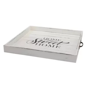 Stonebriar Collection White Wooden Decorative Tray