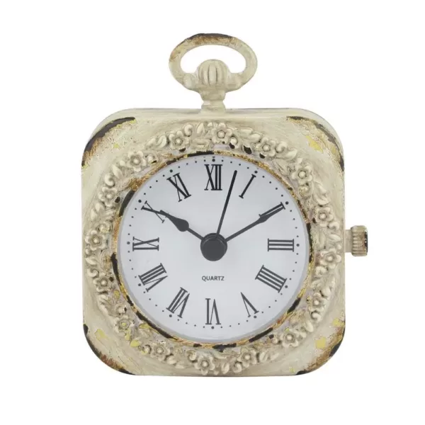 Stonebriar Collection 4 in. x 3 in. Weathered White Tabletop Clock
