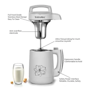 Tayama Multi-Functional 1.1 L White Stainless Steel Soy Milk Maker