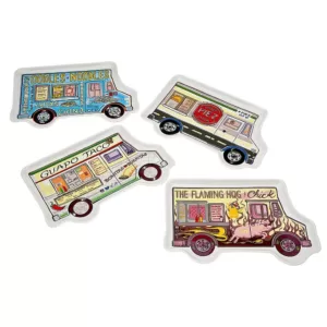 Godinger Food Truck Colored Image Display Porcelain Serving Trays (Set of 4)