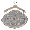 LITTON LANE Farmhouse Whitewashed Wood and Silver Metal Laundry Room Decorative Sign