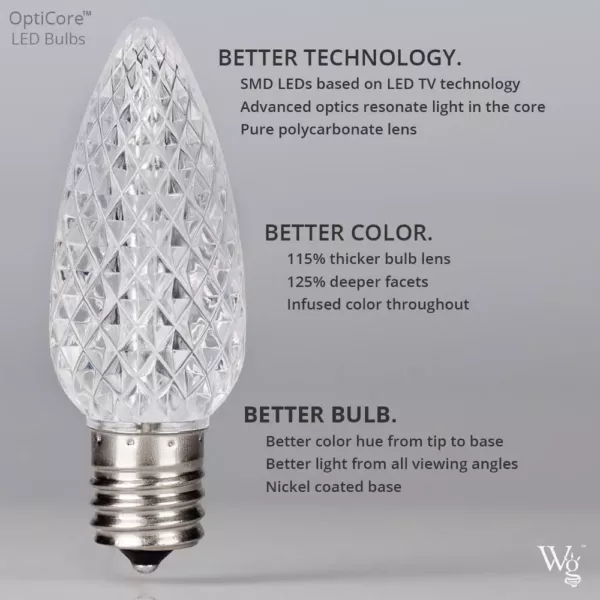 Wintergreen Lighting OptiCore C7 LED Gold Faceted Christmas Light Bulbs (25-Pack)