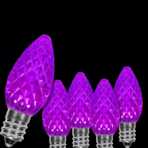 Wintergreen Lighting OptiCore C7 LED Purple Faceted Replacement Light Bulbs (25-Pack)