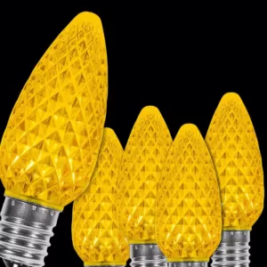 Wintergreen Lighting OptiCore C9 LED Gold Faceted Christmas Light Bulbs (25-Pack)