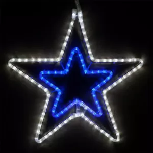 Wintergreen Lighting 22 in. 124-Light LED Blue and Cool White 5 Point Hanging Double Star
