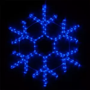 Wintergreen Lighting 12 in. 63-Light LED Blue 18 Point Hanging Snowflake Decor
