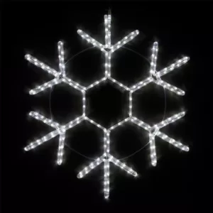 Wintergreen Lighting 24 in. 138-Light LED Cool White 18 Point Hanging Snowflake Decor