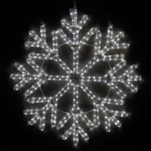Wintergreen Lighting 24 in. 380-Light LED Cool White 40 Point Hanging Snowflake Decor