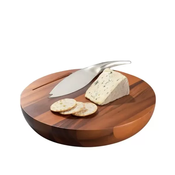 Nambe Harmony Wood Cheese Board with Knife