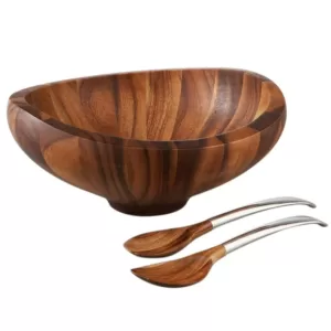 Nambe Butterfly 4 Qt. Wood Salad Bowl with Servers