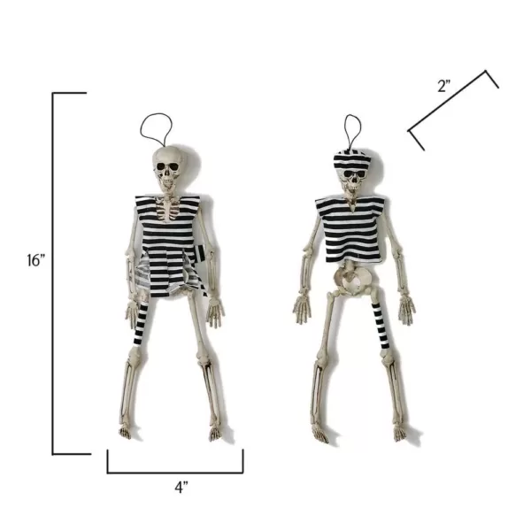 Worth Imports 16 in. Halloween Hanging Skeleton Convict (Set of 4)