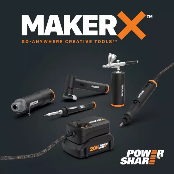 Worx MakerX 20-Volt Wood and Metal Crafter Rotary Tool Attachment and 12 Accessories (Tool-Only)