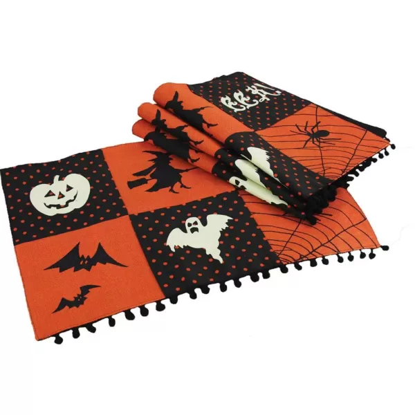 Xia Home Fashions 0.2 in. x 13 in. x 18 in. Halloween Patchwork Placemats (4-Set)