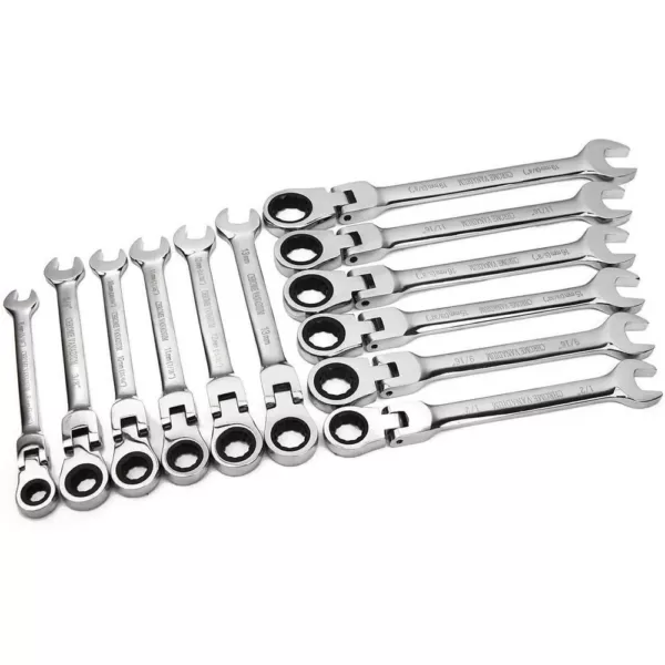 XtremepowerUS Flex-Head SAE and MM Ratcheting Combination Wrench Set (12-Piece)