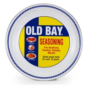 Golden Rabbit 20 in. Old Bay Enameled Steel Round Serving Tray