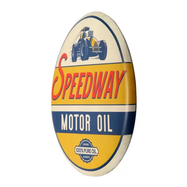 SPEEDWAY Motor Oil Tin Button Decorative Sign
