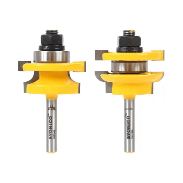 Yonico Rail and Stile Round Over 1/4 in. Shank Carbide Tipped Router Bit Set (2-Piece)