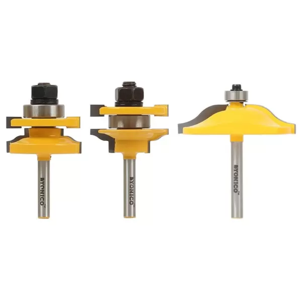 Yonico Raised Panel Cabinet Door Ogee 1/4 in. Shank Carbide Tipped Router Bit Set (3-Piece)