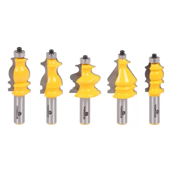 Yonico 1/2 in. Shank Carbide Tipped Architectural Molding Router Bit Set (5-Piece)