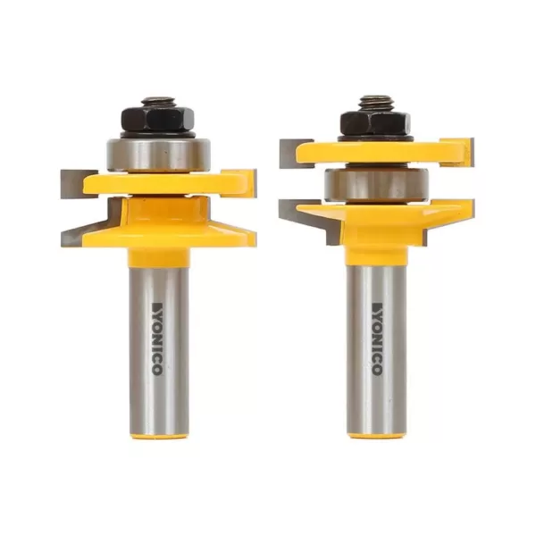 Yonico Rail and Stile Bevel 1/2 in. Shank Carbide Tipped Router Bit Set (2-Piece)