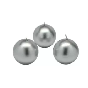 Zest Candle 2 in. Metallic Silver Ball Candles (12-Box)