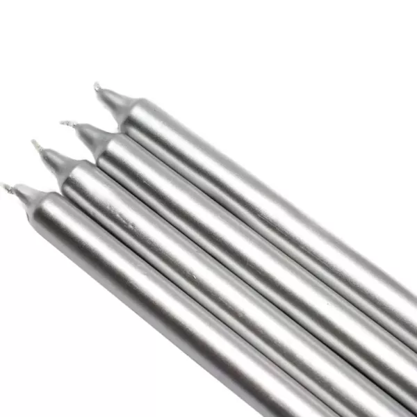 Zest Candle 10 in. Metallic Silver Straight Taper Candles (Set of 12)