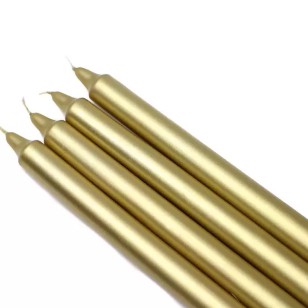Zest Candle 10 in. Metallic Gold Straight Taper Candles (12-Set)