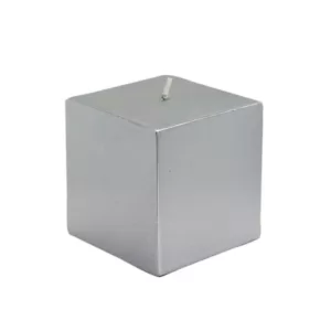 Zest Candle 3 in. x 3 in. Metallic Silver Square Pillar Candles Bulk (12-Case)
